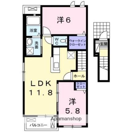 香川県東かがわ市中筋(賃貸アパート2LDK・2階・56.72㎡)の写真 その2