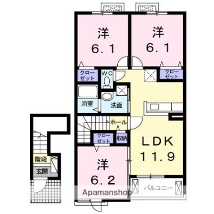 香川県高松市六条町（賃貸アパート3LDK・2階・67.91㎡） その2