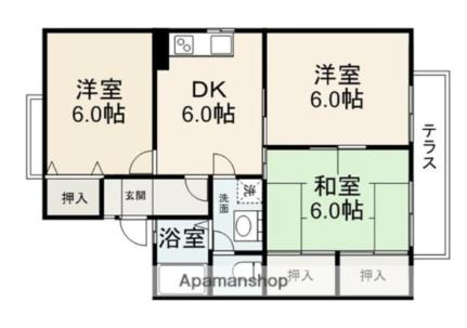 ロイヤルコート川西Ａ・Ｂ A202｜香川県高松市松縄町(賃貸アパート3DK・1階・53.73㎡)の写真 その2