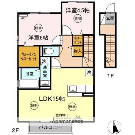 ラ・ルル　六条Ａ・Ｂ A205｜香川県高松市六条町(賃貸アパート2LDK・2階・63.66㎡)の写真 その2