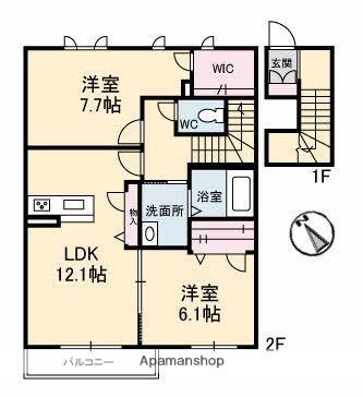 シャーメゾンガーデンズＫ　Ｂ棟 B202｜香川県高松市川島東町(賃貸アパート2LDK・2階・69.48㎡)の写真 その2