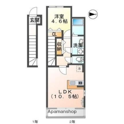 ベース新田南II 201 ｜ 香川県高松市新田町甲（賃貸アパート1LDK・2階・42.89㎡） その2