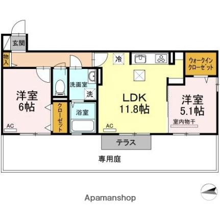 リリックガーデン A102｜香川県高松市新田町甲(賃貸アパート2LDK・1階・55.60㎡)の写真 その2