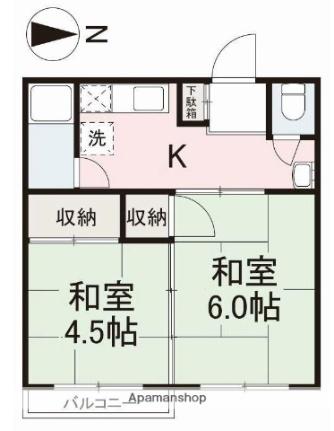 万亀マンション 203｜香川県高松市太田下町(賃貸アパート2K・2階・32.21㎡)の写真 その2