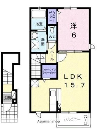 ラ・ベレッツァIIＢ 203 ｜ 香川県高松市上天神町（賃貸アパート1LDK・2階・46.67㎡） その2