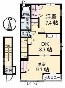 香川県高松市上福岡町(賃貸アパート2DK・2階・61.77㎡)の写真 その2