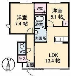 香川県高松市中間町(賃貸アパート2LDK・1階・58.27㎡)の写真 その2