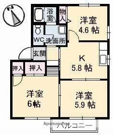 香川県高松市由良町(賃貸アパート3K・1階・50.78㎡)の写真 その2