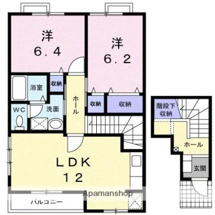 香川県高松市仏生山町甲(賃貸アパート2LDK・2階・65.53㎡)の写真 その2