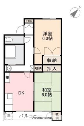 溝渕マンション B212｜香川県高松市三名町(賃貸マンション2DK・2階・47.00㎡)の写真 その2