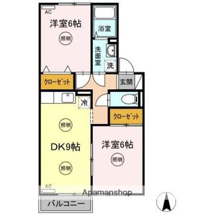 サンライズ木太 205｜香川県高松市木太町(賃貸アパート2DK・2階・50.12㎡)の写真 その2