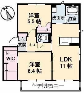 グレイスフル橘 B201｜香川県高松市三名町(賃貸アパート2LDK・2階・58.10㎡)の写真 その2