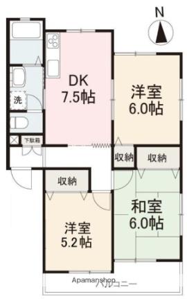 サンステージアＡ・Ｂ・Ｃ・Ｄ A202｜香川県木田郡三木町大字下高岡(賃貸アパート3DK・2階・56.51㎡)の写真 その2