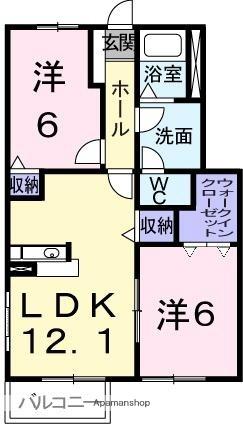 ロジュマン国分寺1 102｜香川県高松市国分寺町新居(賃貸アパート2LDK・1階・56.80㎡)の写真 その2