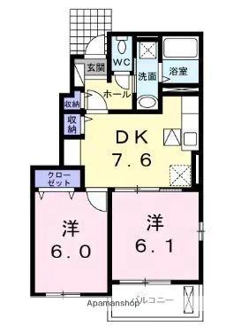 クラール元山Ａ 101 ｜ 香川県高松市元山町（賃貸アパート2DK・1階・45.89㎡） その2