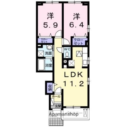 ボルベールI 104｜香川県高松市六条町(賃貸アパート2LDK・1階・55.17㎡)の写真 その2