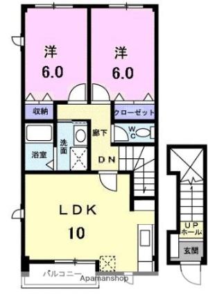 ファミストＴＡＫＡＹＡ 201｜香川県高松市小村町(賃貸アパート2LDK・2階・56.50㎡)の写真 その2