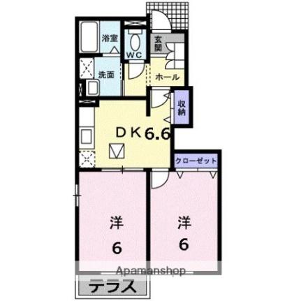 レユシール 106｜香川県高松市高松町(賃貸アパート2DK・1階・44.67㎡)の写真 その2