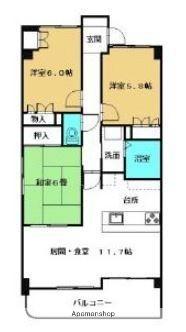 ル・エスト今里 203｜香川県高松市今里町２丁目(賃貸マンション3LDK・2階・72.53㎡)の写真 その2