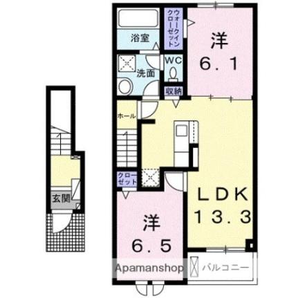 ベルエア木太Ｂ 204 ｜ 香川県高松市木太町（賃貸アパート2LDK・2階・59.55㎡） その2