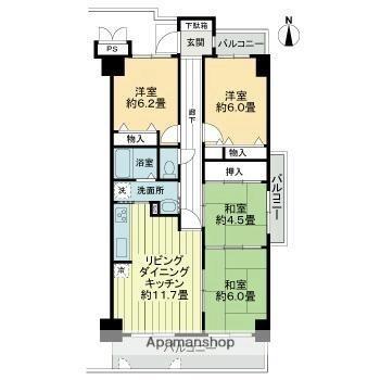 サーパス屋島II 406 ｜ 香川県高松市屋島西町（賃貸マンション4LDK・4階・77.29㎡） その2