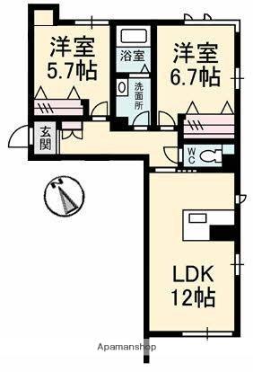 ベレオ　ミルフィオーレ 201｜香川県高松市円座町(賃貸マンション2LDK・2階・60.54㎡)の写真 その2