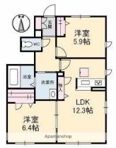 スクエアパーク B101 ｜ 香川県高松市林町（賃貸アパート2LDK・1階・57.63㎡） その2