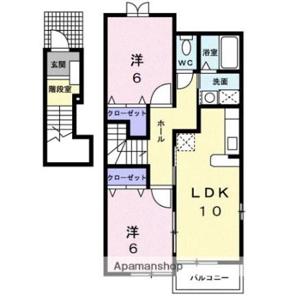 ブリリアント　アップルＢ 201｜香川県高松市国分寺町新居(賃貸アパート2LDK・2階・57.22㎡)の写真 その2