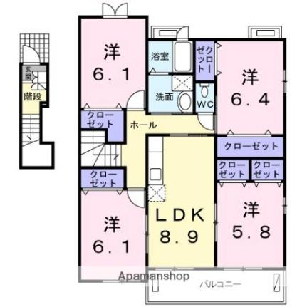 カルムＤ（志度） 201 ｜ 香川県さぬき市志度（賃貸アパート4DK・2階・83.30㎡） その2