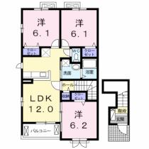 ロッソ・カロータＢ 201 ｜ 香川県坂出市江尻町（賃貸アパート3LDK・2階・67.91㎡） その2