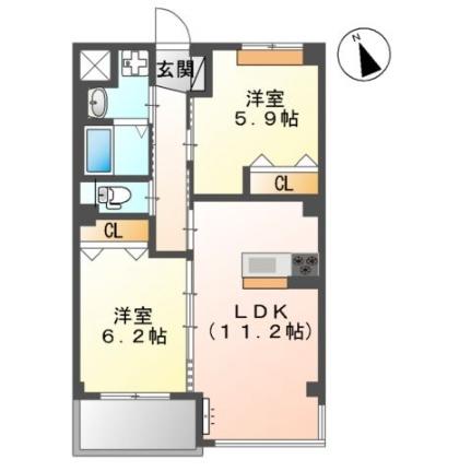 ＭＡＲＵＫＡＴＳＵ　ＵＴＡＺＵ 201｜香川県綾歌郡宇多津町新開(賃貸マンション2LDK・2階・54.88㎡)の写真 その2