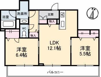 シャーメゾンＪＨ丸亀 302｜香川県丸亀市津森町(賃貸マンション2LDK・3階・57.79㎡)の写真 その2