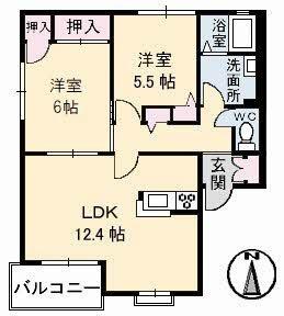 ラ・カーナ　Ｂ棟 202｜香川県綾歌郡宇多津町浜八番丁(賃貸アパート2LDK・2階・58.82㎡)の写真 その2