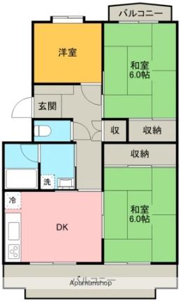 山崎マンション 203｜香川県丸亀市北平山町２丁目(賃貸マンション3DK・2階・56.00㎡)の写真 その2