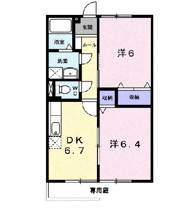 ニューエルディム大樹　Ａ 101｜香川県坂出市西大浜北４丁目(賃貸アパート2DK・1階・46.13㎡)の写真 その2