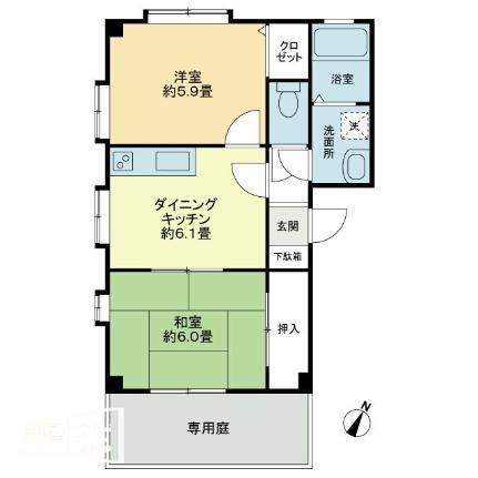 フォブールサンシャインＡ A101｜香川県丸亀市土器町西８丁目(賃貸アパート2DK・1階・42.23㎡)の写真 その2