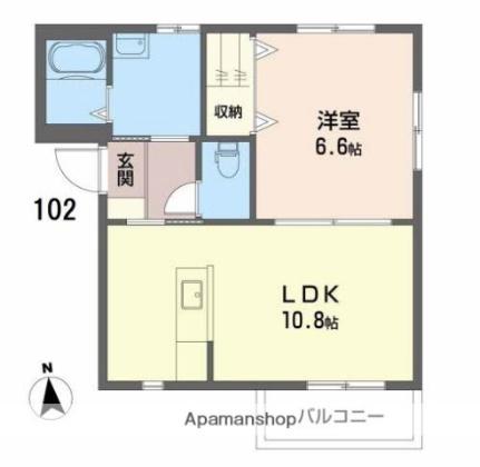 ドミール・Ｔ－II 102｜愛媛県松山市立花１丁目(賃貸アパート1LDK・1階・40.62㎡)の写真 その2