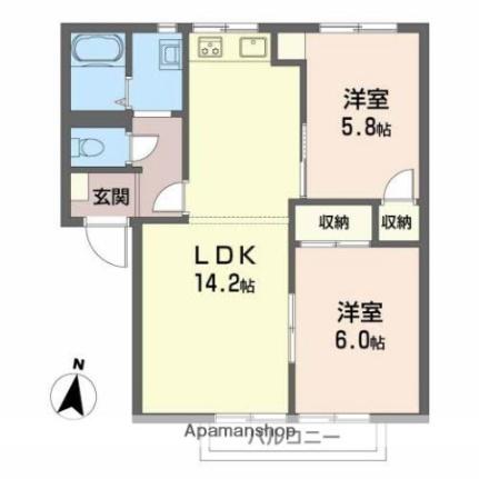 シオン志津川 201｜愛媛県東温市志津川(賃貸アパート2LDK・2階・54.69㎡)の写真 その2