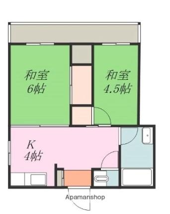 デファンドル山越 301｜愛媛県松山市山越町(賃貸マンション2K・3階・29.97㎡)の写真 その2