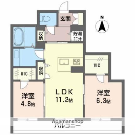 レジュ　ノワール 202 ｜ 愛媛県松山市朝生田町１丁目（賃貸マンション2LDK・2階・57.33㎡） その2