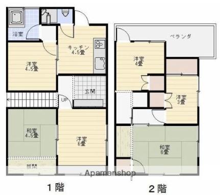 南町渡部借家 1｜愛媛県松山市南町２丁目(賃貸一戸建6DK・1階・81.63㎡)の写真 その2