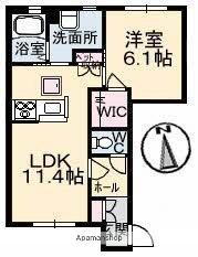 ヴィラーチェ中村　Ｂ棟 102｜愛媛県松山市中村２丁目(賃貸アパート1LDK・1階・44.22㎡)の写真 その2