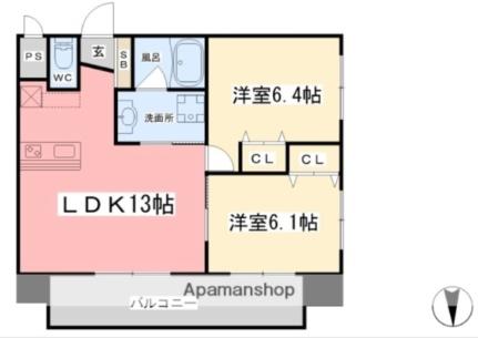 Ｍｉｎｔ　Ｅｌｖｉｔａ 306｜愛媛県松山市竹原町１丁目(賃貸マンション2LDK・3階・54.24㎡)の写真 その2