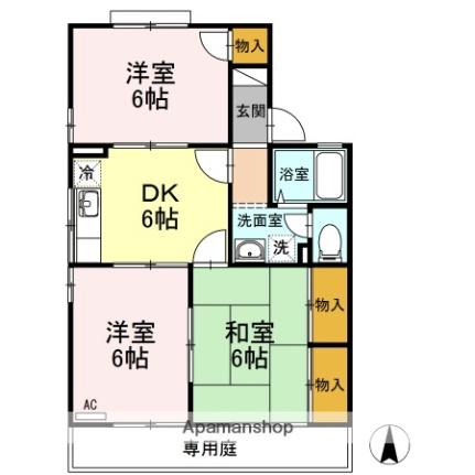 ローズコート　Ｂ棟 B102｜愛媛県松山市北斎院町(賃貸アパート3DK・1階・53.68㎡)の写真 その2