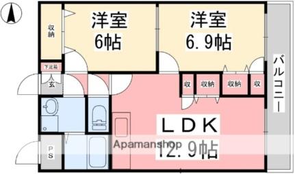 モナーク余戸 203｜愛媛県松山市余戸南５丁目(賃貸マンション2LDK・2階・55.00㎡)の写真 その2