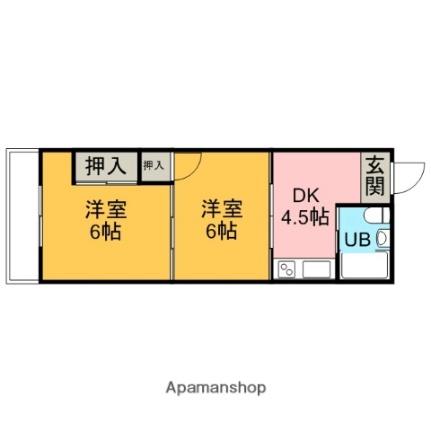 得松第二マンション 406｜愛媛県松山市清水町１丁目(賃貸マンション2DK・4階・35.00㎡)の写真 その2