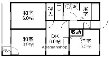 松本ビル ｜愛媛県松山市土居田町(賃貸マンション3DK・2階・53.46㎡)の写真 その2