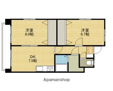 Ｍマンション 401｜愛媛県松山市久万ノ台(賃貸マンション2DK・4階・49.43㎡)の写真 その2