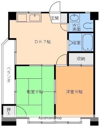 サンシャイン柳井 301｜愛媛県松山市柳井町１丁目(賃貸マンション2DK・3階・38.88㎡)の写真 その2