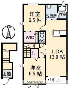 サリーレ・ピーノ南吉田　Ａ棟 201｜愛媛県松山市南吉田町(賃貸アパート2LDK・2階・67.11㎡)の写真 その2